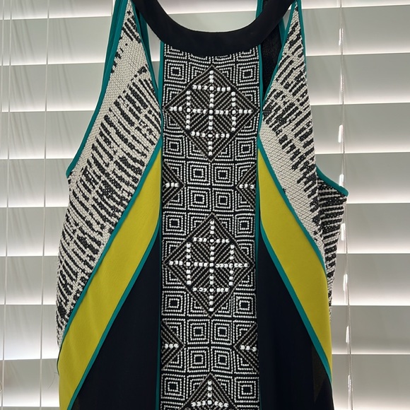 Black maxi dress with white beading, halter dress. Perfect condition - Picture 2 of 5